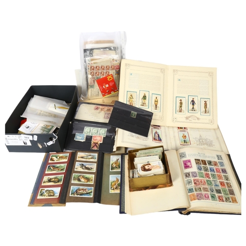 569 - A collection of loose stamps, a stamp album stock book including various European, English and world... 