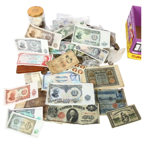 596 - A quantity of foreign coins, banknotes etc