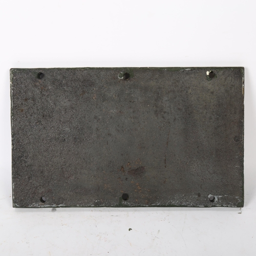 599 - A heavy painted cast-iron plaque 60A, 23cm x 38cm