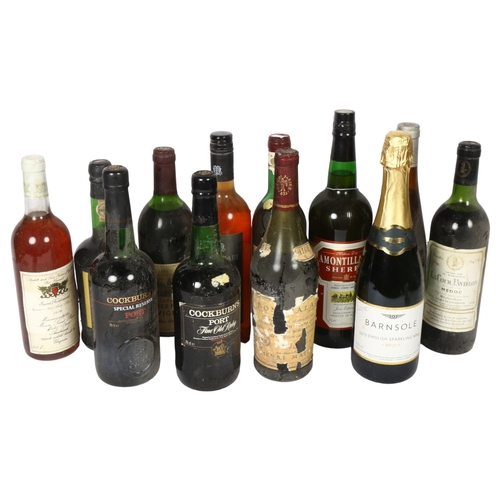 621 - 2 bottles of Cockburn's Port, Sandeman Port and various wines