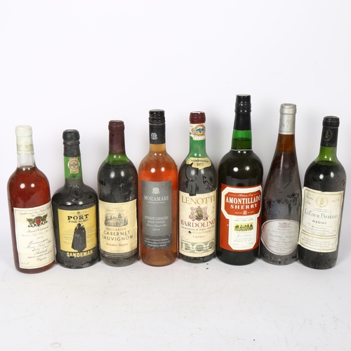 621 - 2 bottles of Cockburn's Port, Sandeman Port and various wines