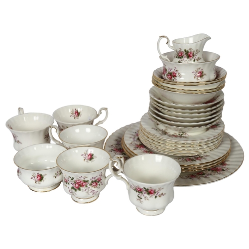 627 - Royal Albert Lavender Rose tea set for 6 people, and matching bowls