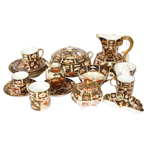 629 - Royal Crown Derby coffee can and saucers, and matching bowl and cover no. 2431, Derby jug A/F, and o... 