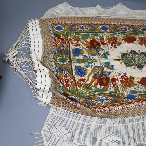 659 - An Indian machine embroidered hammock, with design of elephants and riders, length 240cm