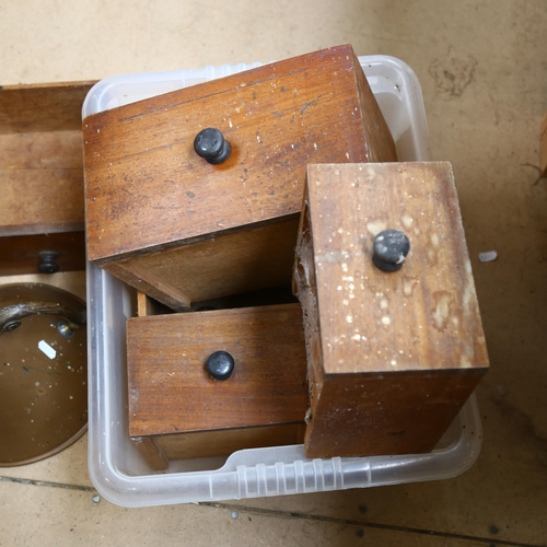 672 - A set of 6 mahogany drawers, and a copper vessel