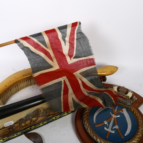 707 - A reproduction City of York painted truncheon, a painted pencil case with fortress scene, Union Jack... 