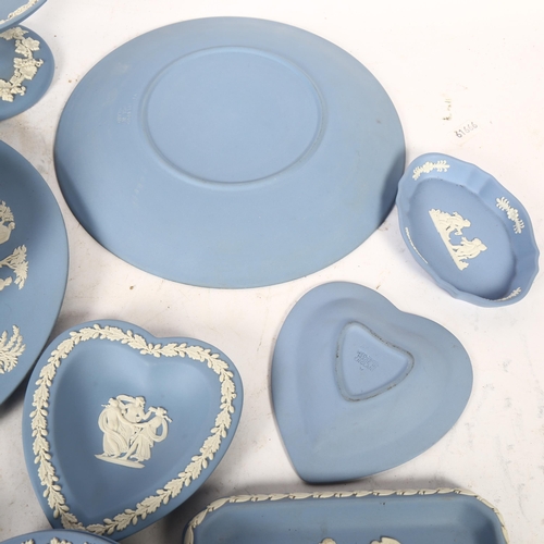 717 - Wedgwood Blue Jasperware plates dishes and ashtrays