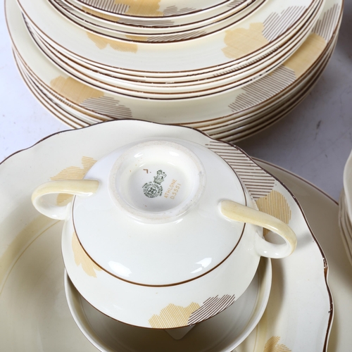 723 - Royal Doulton Athlone pattern Art Deco dinner service, including tureens