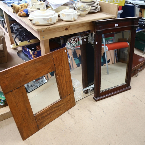 724 - A group of 5 various mirrors, including a rectangular Edwardian mahogany mirror, height 80cm, and a ... 