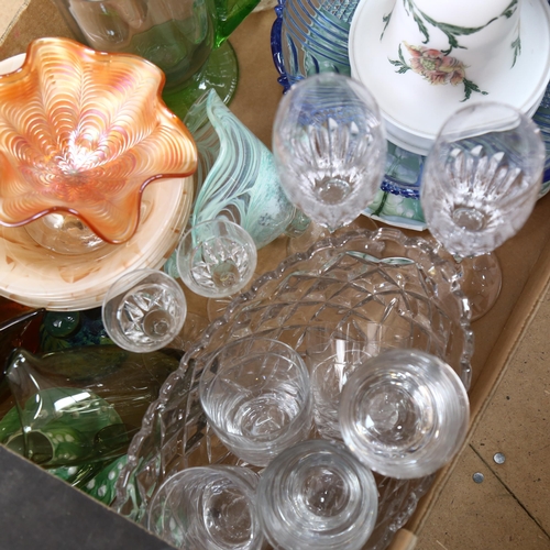 730 - Champagne flutes, jug, vase, Art glass items etc