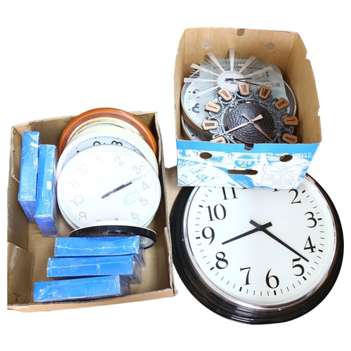 732 - 2 boxes of various quartz wall clocks