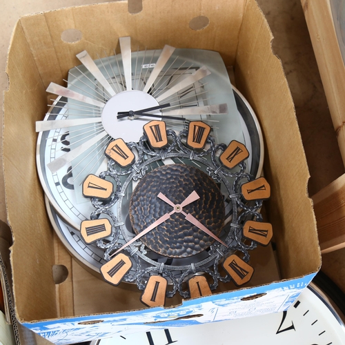 732 - 2 boxes of various quartz wall clocks