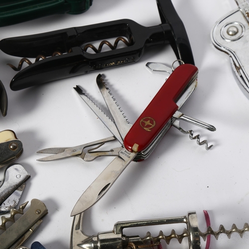 736 - Corkscrews, Swiss Army knife, bottle openers etc