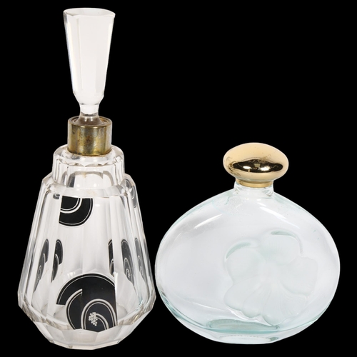 740 - An Art Deco perfume bottle and an etched Nina Ricci flower bottle, tallest 23cm