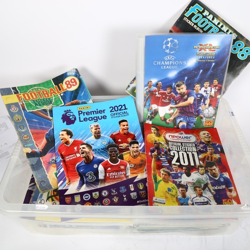 814 - Panini sticker and card football related albums, some complete, some empty