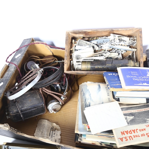 817 - Model warships, knife, watch, headphones, Second World War related ephemera etc