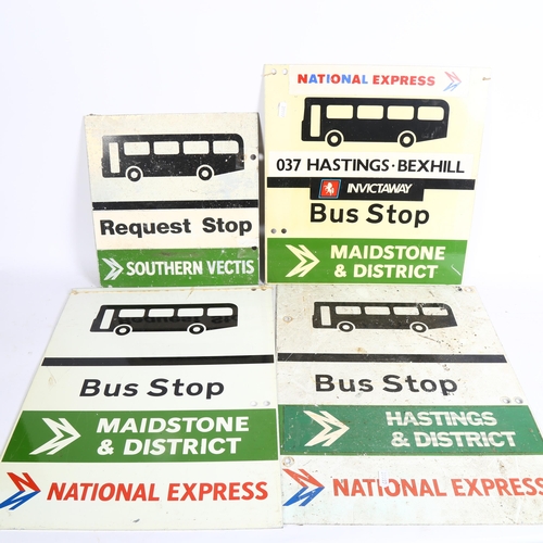 829 - 5 Vintage local bus stop signs, 2 chrome Maidstone & District Motor Services Ltd signs, length 65cm