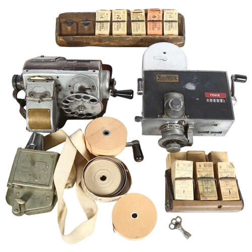 838 - Vintage bus conductor's equipment, including tickets, Mycalex dial ticket machine, Setright ticket d... 