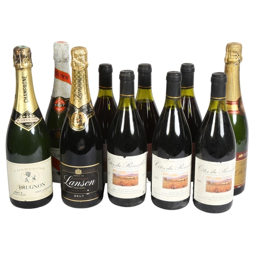 843 - 6 bottles of Cote De Roussillon, 1995, and 4 bottles of Champagne