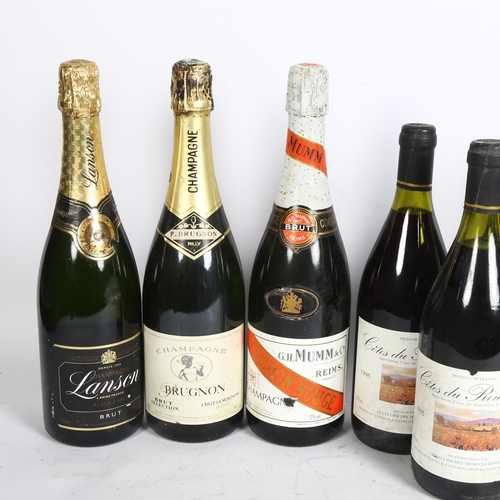 843 - 6 bottles of Cote De Roussillon, 1995, and 4 bottles of Champagne