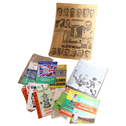 855 - Football programmes, including Wembley 1960s Finals, and a Football Heros book