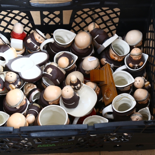 859 - A boxful of Goebels monk figures, including cruet, calendar, jugs etc