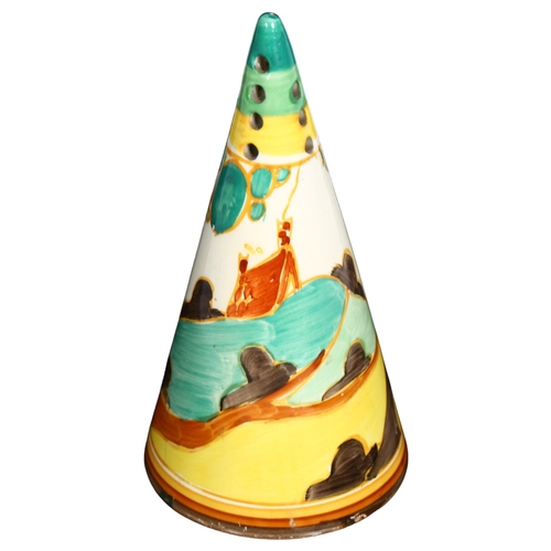 889 - BIZARRE by CLARICE CLIFF - a Fantasque conical sugar shaker, height 14cm