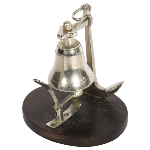 922 - A novelty nautical desk bell, of anchor and bell design, height 14cm