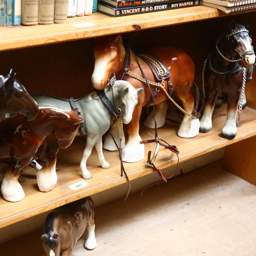 945 - A group of 7 Dray horses, including Beswick and Sylvac, tallest 29cm