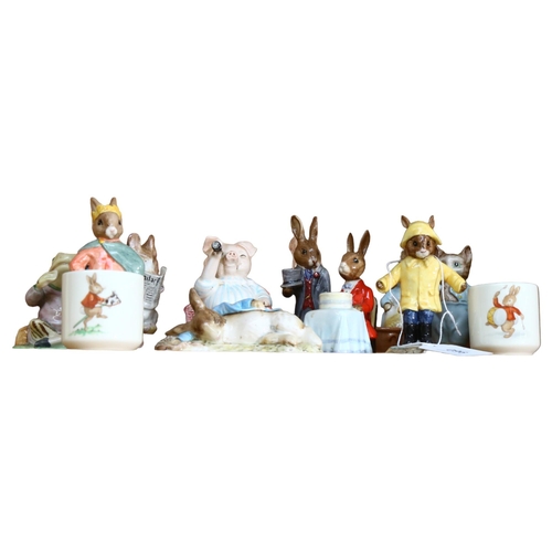 960 - A group of Royal Doulton and Royal Albert Bunnykins and Beatrix Potter figures, and 2 egg cups