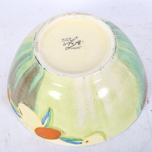 1023 - CLARICE CLIFF DELECIA - a bowl with stylised decoration, 20cm diameter