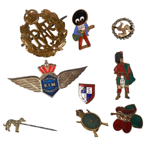 1031 - A collection of badges, including RAF, KLM etc