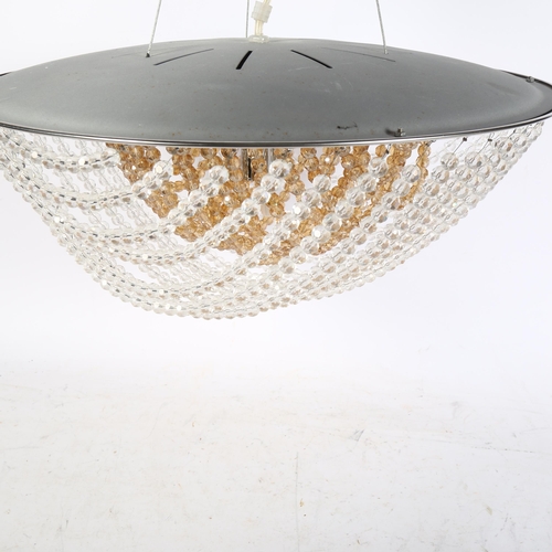 1033 - A circular ceiling light fitting with chains of beads, diameter 43cm