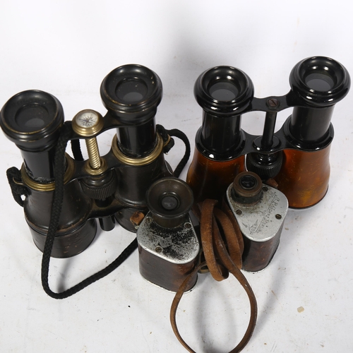 1045 - A pair of early 20th century binoculars, Jumelle Etat-Majoa, Peafectionnee, with central compass mou... 