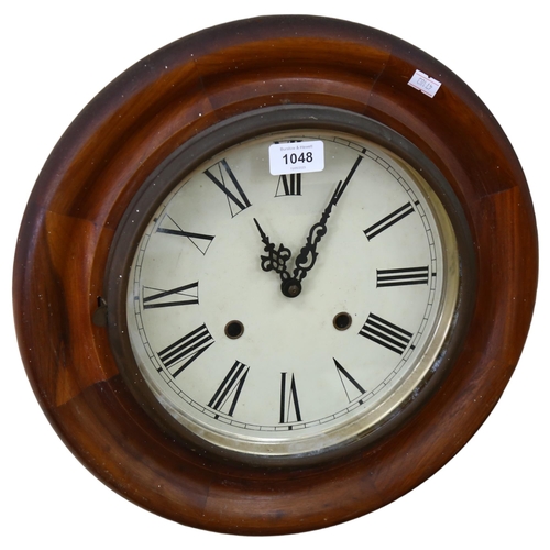 1048 - A walnut-framed 8-day dial wall clock, dial width 40cm