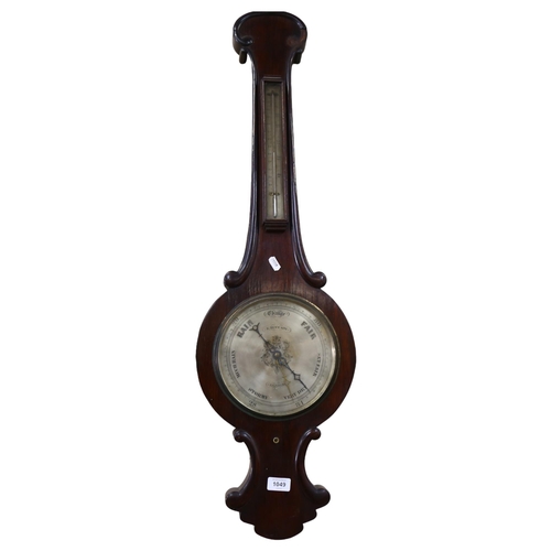 1049 - E ZUCCANI - a 19th century rosewood wheel barometer, length 96cm