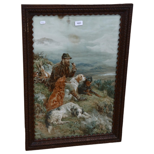 1051 - An chip carved Arts and Crafts oak frame, rebate 69cm x 47.5cm, 77cm x 54cm overall