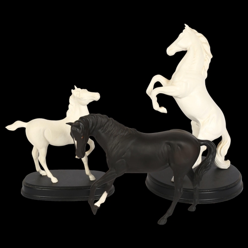 972 - 3 Royal Doulton horses, Spirit of the Wild, foal on plinth, and black thouroughbred