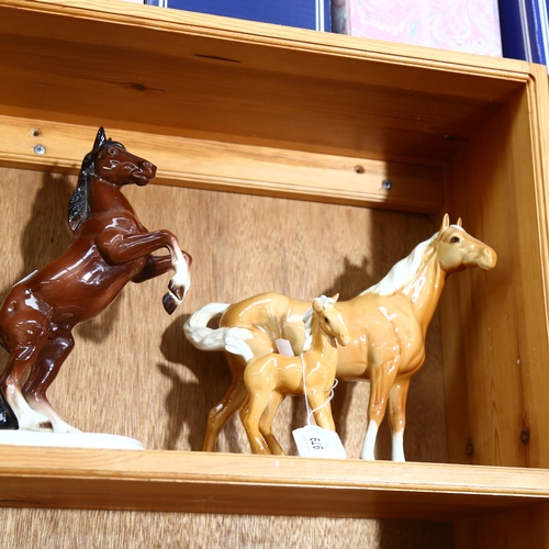 979 - Beswick mare and foal group, no. 1811, Beswick Palomino mare and foal, and 2 other horses