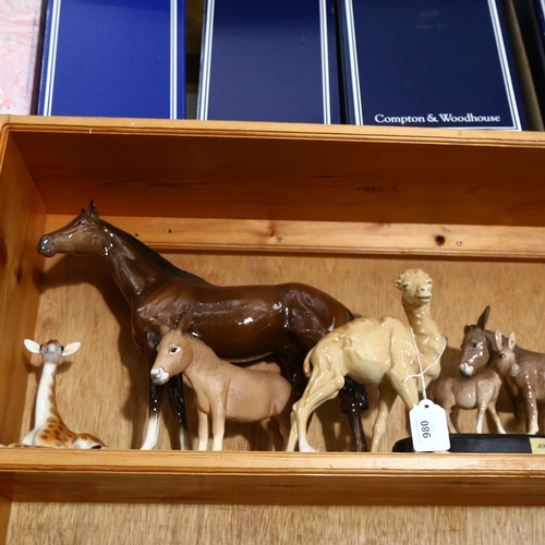 980 - USSR giraffes, Sylvac camel, Beswick donkey and foal etc