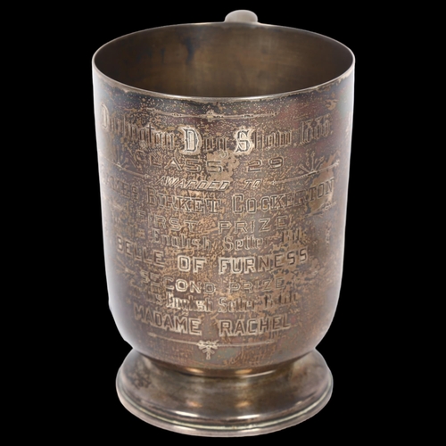 1247 - A Victorian silver half tankard, with presentation inscription Darlington Dog Show 1886 Class 29 awa... 