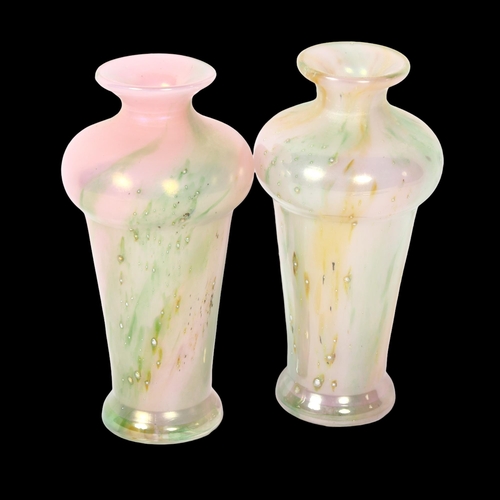 901 - A pair of 20th century Czechoslovakian Republic lustre Art glass vases, with label, and signed to th... 