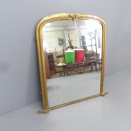 2226 - An antique gilt-painted over-mantel mirror. 111x120cm.