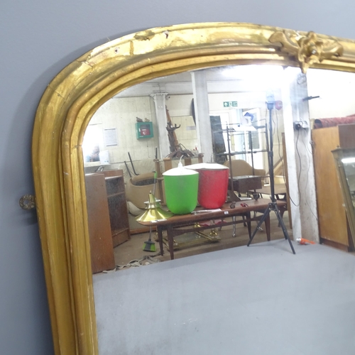 2226 - An antique gilt-painted over-mantel mirror. 111x120cm.