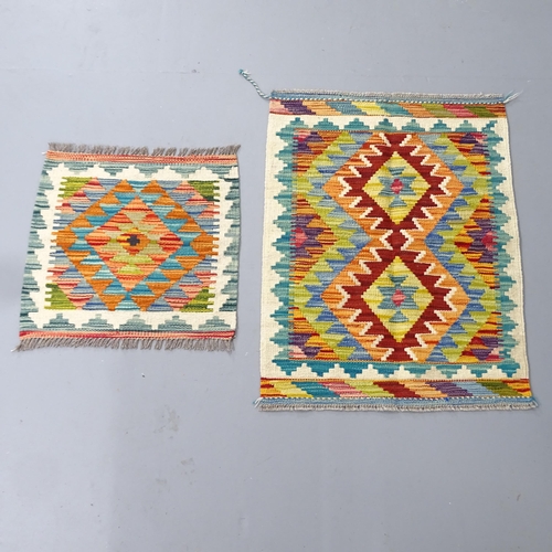 2281 - A Chobi Kilim mat, 79x59cm, and another, 48x49cm. (2)