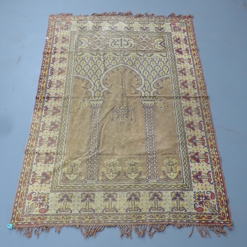 2301 - A cream ground Persian prayer rug. 192x122cm.