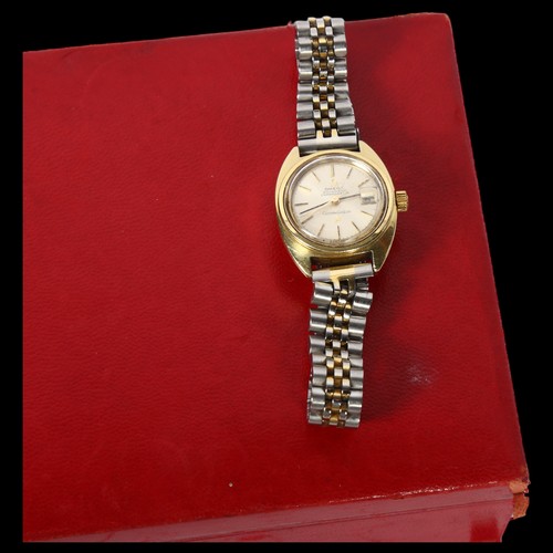 1220 - OMEGA - a lady's gold plated Constellation automatic wristwatch, with days aperture, currently not i... 