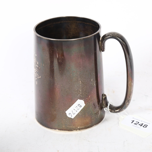 1248 - A Victorian silver tankard, with presentation inscription to I B Copperton Esq Ravensbarrow Lodge da... 