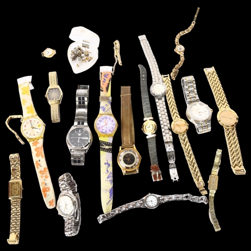 1137 - A group of various watches, including a Seiko automatic, a Seiko kinetic, 2 Swatch watches, a lady's... 