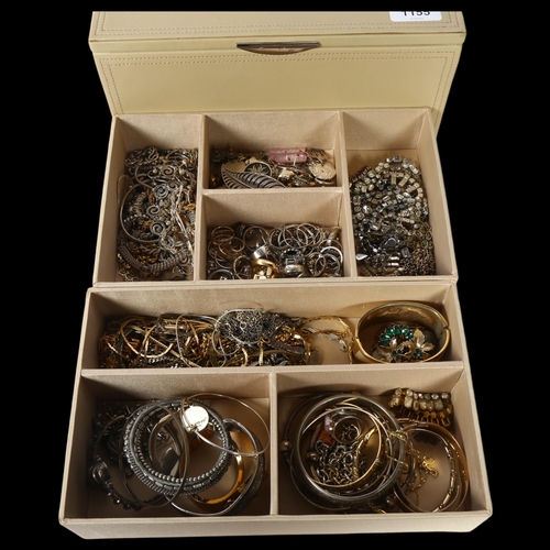 1155 - A collection of silver and other costume jewellery, including dress and stone set rings, bangles and... 